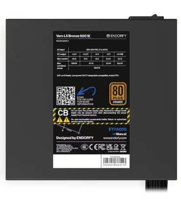 ENDORFY Vero L5 Bronze 600 W 600 Watts Efficiency 80 PLUS BRONZE MTBF 80000 hours EY7A005