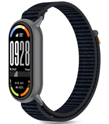 Tech-Protect kellarihm Nylon Stripe Xiaomi Smart Band 8/9/10, must/oranž