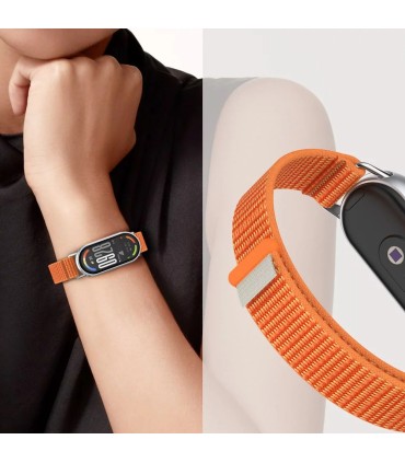 Tech-Protect kellarihm Nylon Stripe Xiaomi Smart Band 8/9/10, roosa/hall