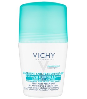 Vichy 48h Roll-on Deodorant (50mL) Sensitive skin, No white marks