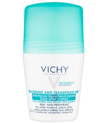 Vichy 48h Roll-on Deodorant (50mL) Sensitive skin, No white marks