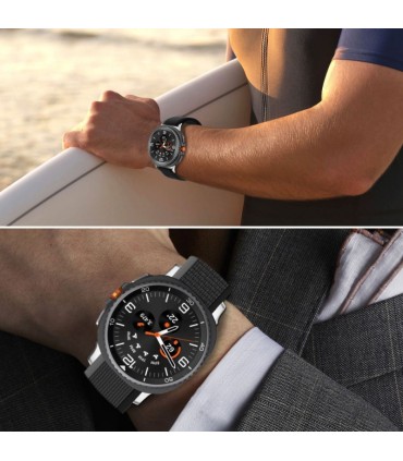 Tech-Protect kellarihm Nylon Stripe Samsung Galaxy Watch8/8 Classic 40/44/46mm, must/oranž