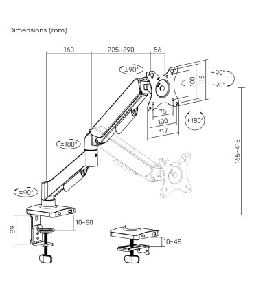 Brateck FIGARO 100 monitori lauakinnitus