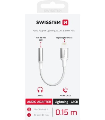 Swissten 3,5 mm to Lightning Audio Adapter, valge