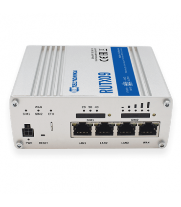 Teltonika Rugged Industrial LTE-A Cat6 Router  RUTX09 No Wi-Fi, 10/100/1000 Mbit/s, Ethernet LAN (RJ-45) ports 4, 2G/3G/4G