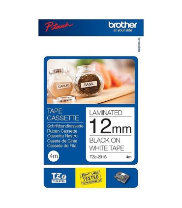 Brother lint 4mx12mm must kiri valgel taustal