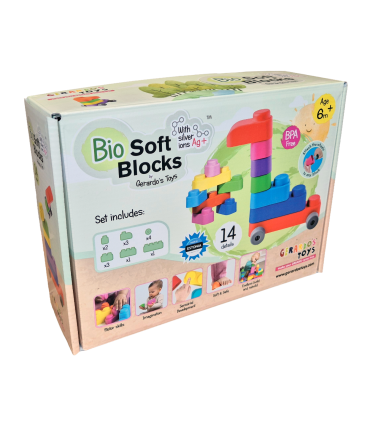 Gerardou0027s Toys Pehmete klotside komplekt + rattad 14 tk