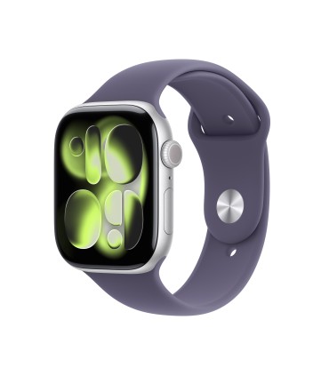 Apple Watch Series 11 GPS + Cellular 46mm Silver Aluminium Case with Purple Fog Sport Band - M/L