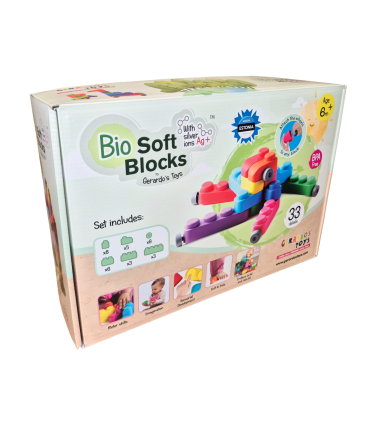 Gerardou0027s Toys Pehmete klotside komplekt + rattad 33 tk