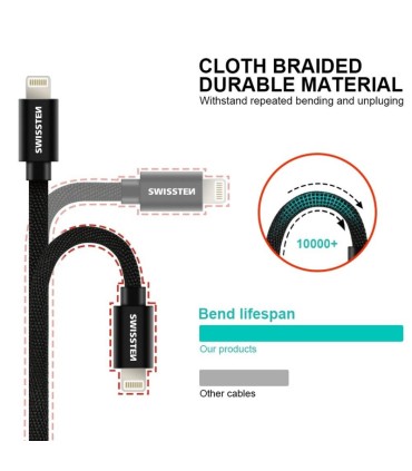 Swissten kaabel USB-C To Lightning 1,2m must