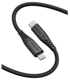 Swissten kaabel silikoon USB-C to Lightning 0,4m 30W, must