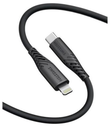 Swissten kaabel silikoon USB-C to Lightning 0,4m 30W, must