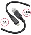 Swissten kaabel silikoon USB-A to Lightning 0,4m must