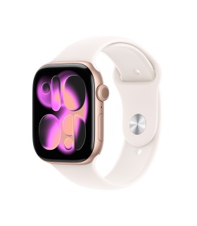 Apple Watch Series 11 GPS + Cellular 46mm Rose Gold Aluminium Case with Light Blush Sport Band - S/M