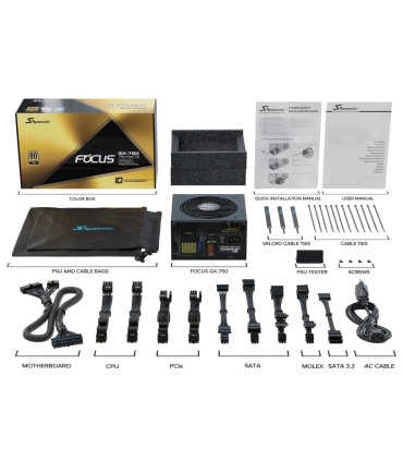 Seasonic FOCUS GX ATX 3.0 750 Watts Efficiency 80 PLUS GOLD MTBF 100000 hours FOCUS-GX-750-V4