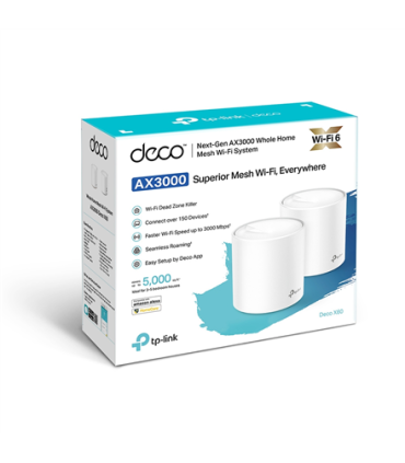 AX3000 Whole Home Mesh Wi-Fi 6 System | Deco X60 (2-pack) | 802.11ax | 2402+574 Mbit/s | 10/100/1000 Mbit/s | Ethernet LAN (RJ-4