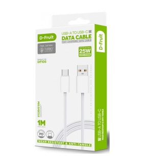D-Fruit kaabel USB-A - USB-C 1m, valge (DF105)