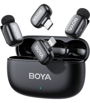 Boya juhtmevaba mikrofon mini 2-01 Lightning/USB-C, must