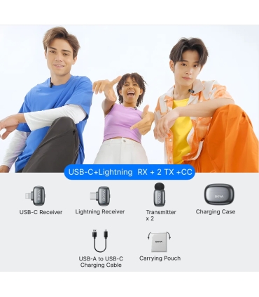 Boya juhtmevaba mikrofon mini 2-01 Lightning/USB-C, space gray