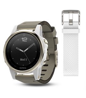 Garmin fēnix 5S Sapphire - Champagne with grey suede band