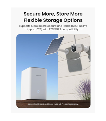 Reolink Wireless Pan & Tilt Long Lasting Solar/Battery Camera with Spotlights | Altas Series B630 with Solar Panel | Bullet | 4 