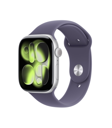 Apple Watch Series 11 GPS 46mm Silver Aluminium Case with Purple Fog Sport Band - S/M