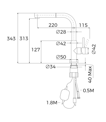 Sink tap Teka stainless steel