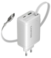 Canyon OnCharge 65RC reisilaadija sissehitatud kaabliga+ USB A+C PD 65W valge