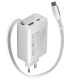 Canyon OnCharge 65RC reisilaadija sissehitatud kaabliga+ USB A+C PD 65W valge