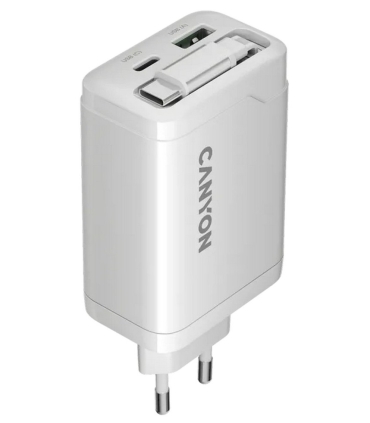 Canyon OnCharge 65RC reisilaadija sissehitatud kaabliga+ USB A+C PD 65W valge