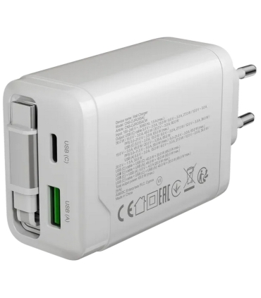 Canyon OnCharge 65RC reisilaadija sissehitatud kaabliga+ USB A+C PD 65W valge