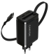 Canyon OnCharge 65RC reisilaadija sissehitatud kaabliga+ USB A+C PD 65W must