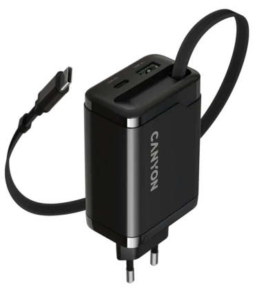 Canyon OnCharge 65RC reisilaadija sissehitatud kaabliga+ USB A+C PD 65W must