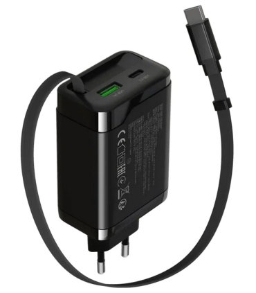 Canyon OnCharge 65RC reisilaadija sissehitatud kaabliga+ USB A+C PD 65W must