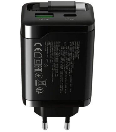 Canyon OnCharge 65RC reisilaadija sissehitatud kaabliga+ USB A+C PD 65W must
