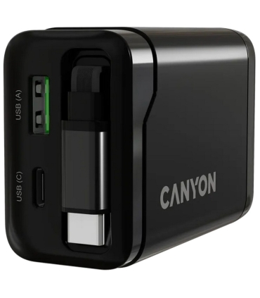 Canyon OnCharge 65RC reisilaadija sissehitatud kaabliga+ USB A+C PD 65W must