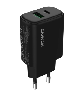 Canyon OnCharge 250 reisilaadija USB-A ja USB-C PD/QC 25W must