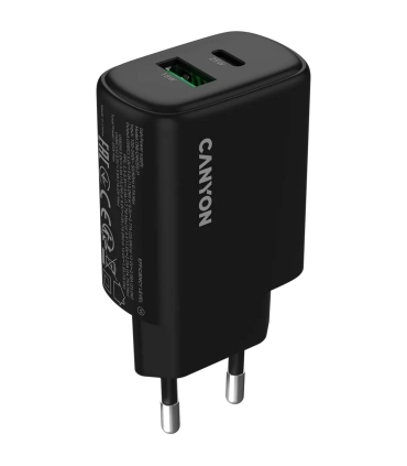 Canyon OnCharge 250 reisilaadija USB-A ja USB-C PD/QC 25W must