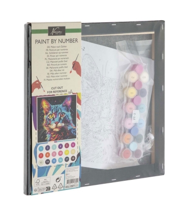 Moxy värvi numbrite järgi Kass mustal põhjal 30 x 30 cm