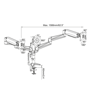 Digitus Desk Mount Triple Monitor Gas Spring Mount DA-90363