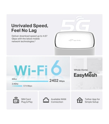 TP-LINK Wireless Router  Wireless Router 3000 Mbps Mesh 4G 5G ARCHERNX500