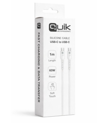 Quik kaabel 60W silikoon USB-C to USB-C 1m valge