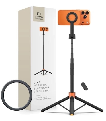 Tech-Protect statiiv-käsistatiiv Selfie Stick Tripod L10S, oranž/must