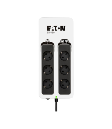 Eaton 3S Gen2 UPS DIN, 450 VA, 270 W, Input: Schuko, Outputs: (3) Schuko, (3) Schuko surge only, Tower 3S450D