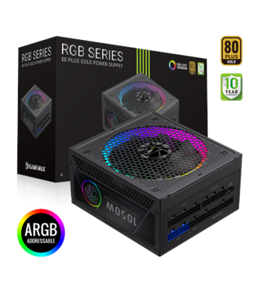 Gamemax Power Supply, 80 PLUS, Gold RGB 1050G 1050 W