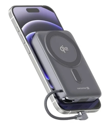 Swissten Qi2 Magsafe akupank 10000 mAh juhtmega