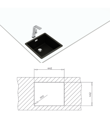 Valamu Teka Radea R10 40.40 M-TG must graniit
