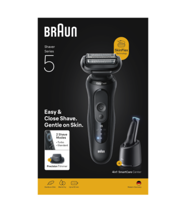 Braun 52-N7200cc Series 5 SkinFlex, 4in1 SmartCare Center, Black, + Trimmer