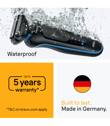 Braun 52-B1650s Series 5 SkinFlex, Black/Blue, + Trimmer & Body