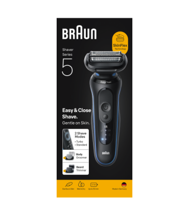 Braun 52-B1650s Series 5 SkinFlex, Black/Blue, + Trimmer & Body